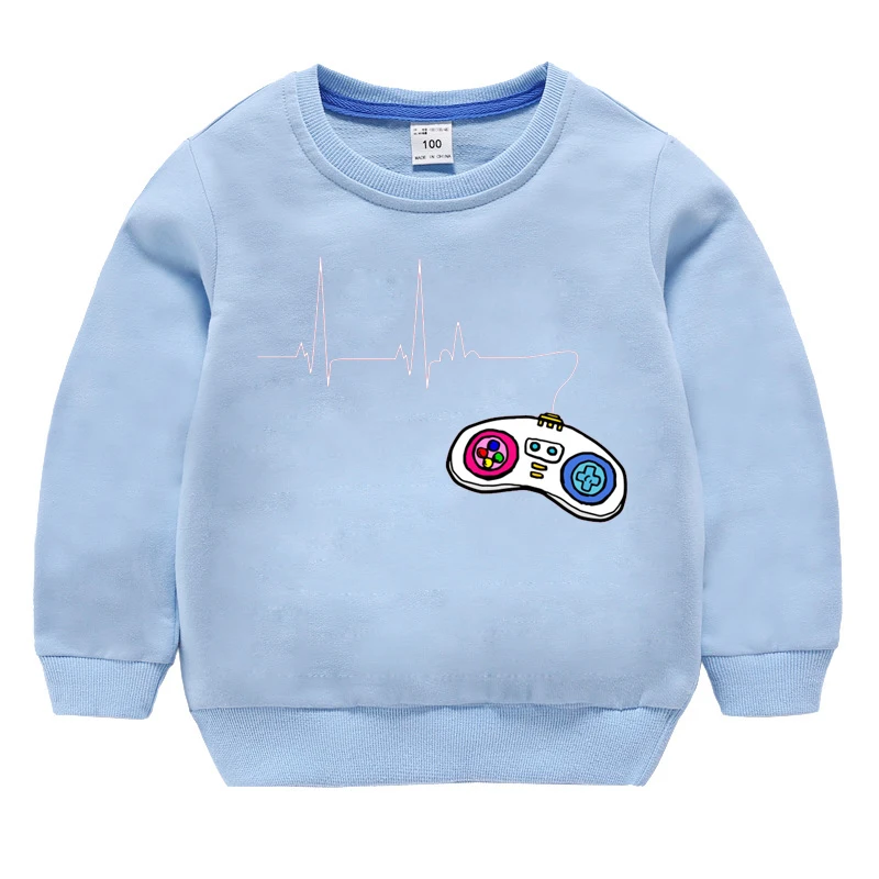 Children's sweater European and American fashion cartoon printing long-sleeved round neck solid color boys and girls sweater