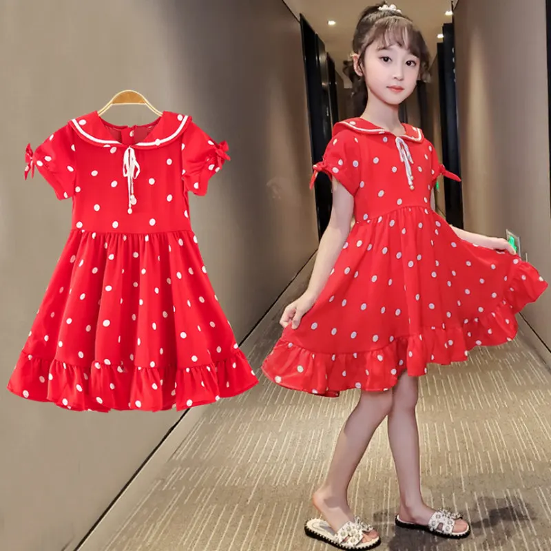 Kids Dresses For Girls Dot Pattern Girls Summer Dresses Casual Style
