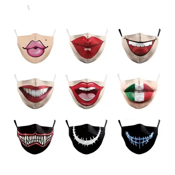 

Fashionable reusable dust mask, big mouth clown print mask, multi-color clown masks face mouth mask mascherine mascherina