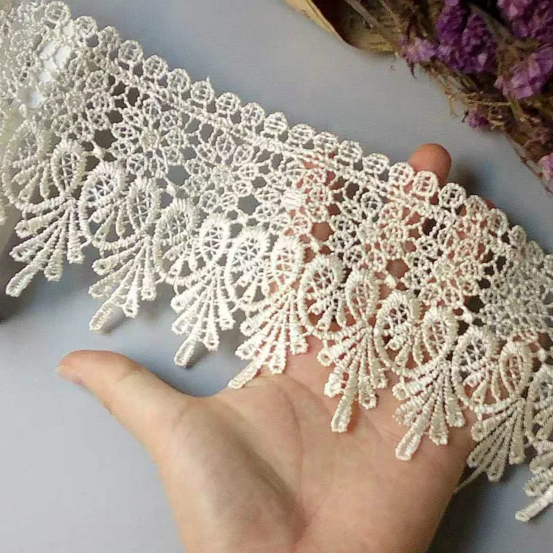 2 ярда цвет слоновой кости вышитая кружевная отделка искусственная ткань шитье