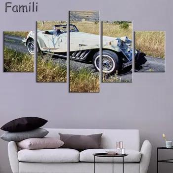 

5 Piece Wall Art Picture Art Retro Black Car HD Printed Painting Canvas Art Poster Wall Decor For Living Room Hanging