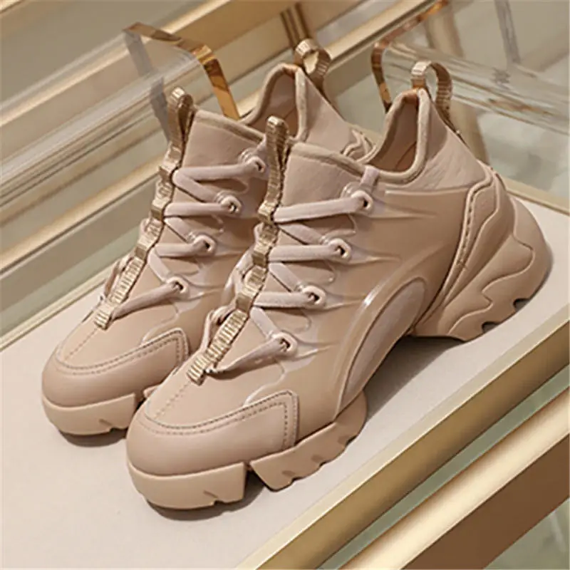 

new fashion Casual shoes female sports white walking comfortable pink pattern high quality increased women's Sneakers Size 35-41