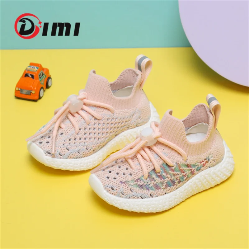 

DIMI 2021 Autumn Baby Breathable Knitting Soft Comfortable Toddler Shoes Fashion Non-Slip 0-3 Year Infant Sneakers for Boy Girl