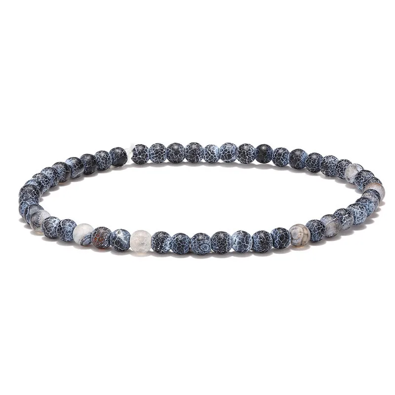 Beaded Bracelet Fashion Handmade Charm 925 Silver Plated Bracelet Set 4mm Natural Weathered Agate Beaded Knot Rope Friendship