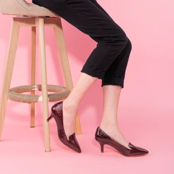 

Women Mid Kitten Heels Shoes Kitten Heel Pumps Lady Office Work Shoes Spring Autumn Casual Pointed Toe Slip on Pumps Summer