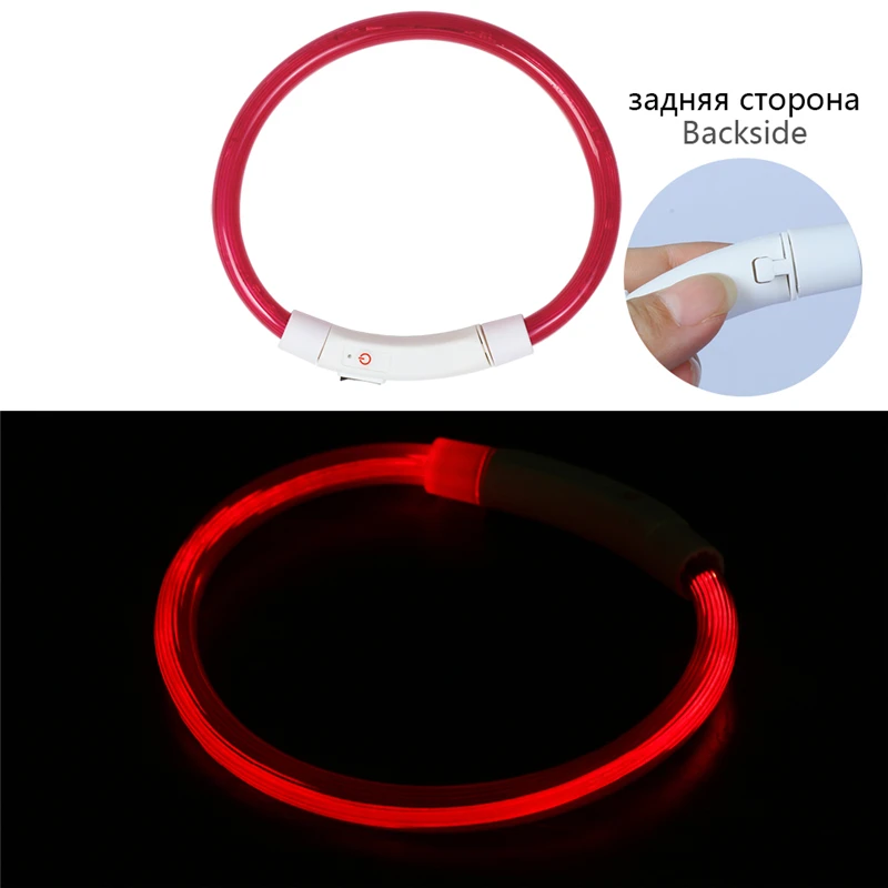 Red A Перезаряжаемый ошейник для собак с пряжкой, дизайн, светодиодный светящийся мигающий светящийся ошейник для кошек, домашних животных из ПВХ пластика, ошейник для ночной прогулки, поводок - Цвет: Red A