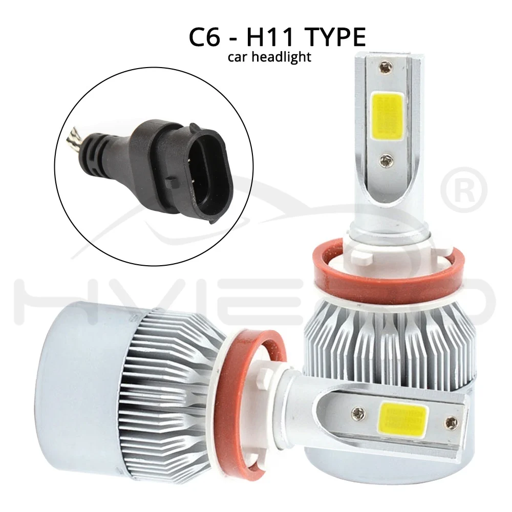 Hviero H4 H7 H11 H1 H3 9005 9006 COB Car LED Headlight Bulbs Hi-Lo Beam 72W 8000LM 6500K Auto Headlamp Led Car Lights DC 12v 24v