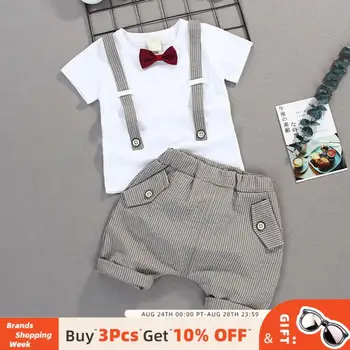 

Bear Leader Kids Boys Clothes New Casual Toddler Baby Bowtie Tops Shirt and Pants 2Pcs Outfits Summer Clothing Striped Suit 1 5Y