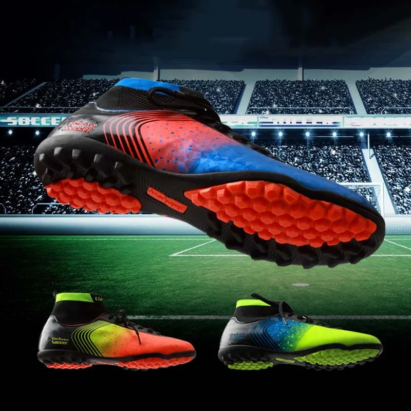 Tiebao Professional Mens Soccer Football Shoes Sneakers Outdoor TF Turf Ankle high Soccer Cleats Sneakers Adults Boots
