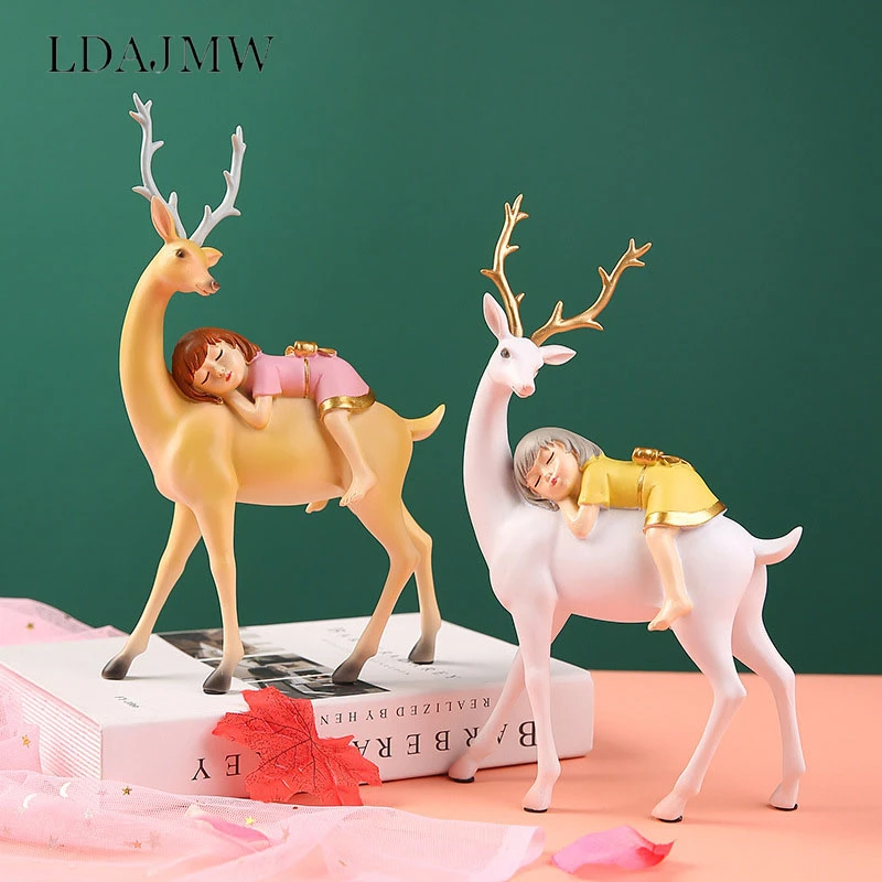 

Nordic Creative Fairy Tale Unicorn Girl Home Crafts Resin Ornaments Children's Room TV Cabinet Desktop Decoration Sculpture Gift