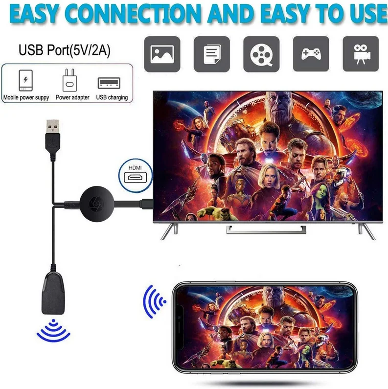 ТВ приставка 1080P беспроводной Wi Fi дисплей Mirascreen Цифровой HDMI медиавидеопоток