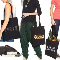 Shopping Bag Ladies Shoulder Bag Cute Cartoon Series Pattern Reusable Large-capacity Grocery Handbag Eco-friendly Tote Bag