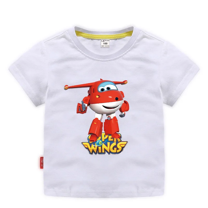 Летняя хлопковая футболка для мальчиков и девочек, детские футболки с принтом «Супер Крылья», детская одежда, Милая футболка - Цвет: color 4
