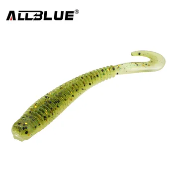 

ALLBLUE DOMI Single Tail Soft Bait 2g/80mm 8pcs/lot Worm Curly Grubs Silicone Carp Fishing Lure Bass Pike Tackle