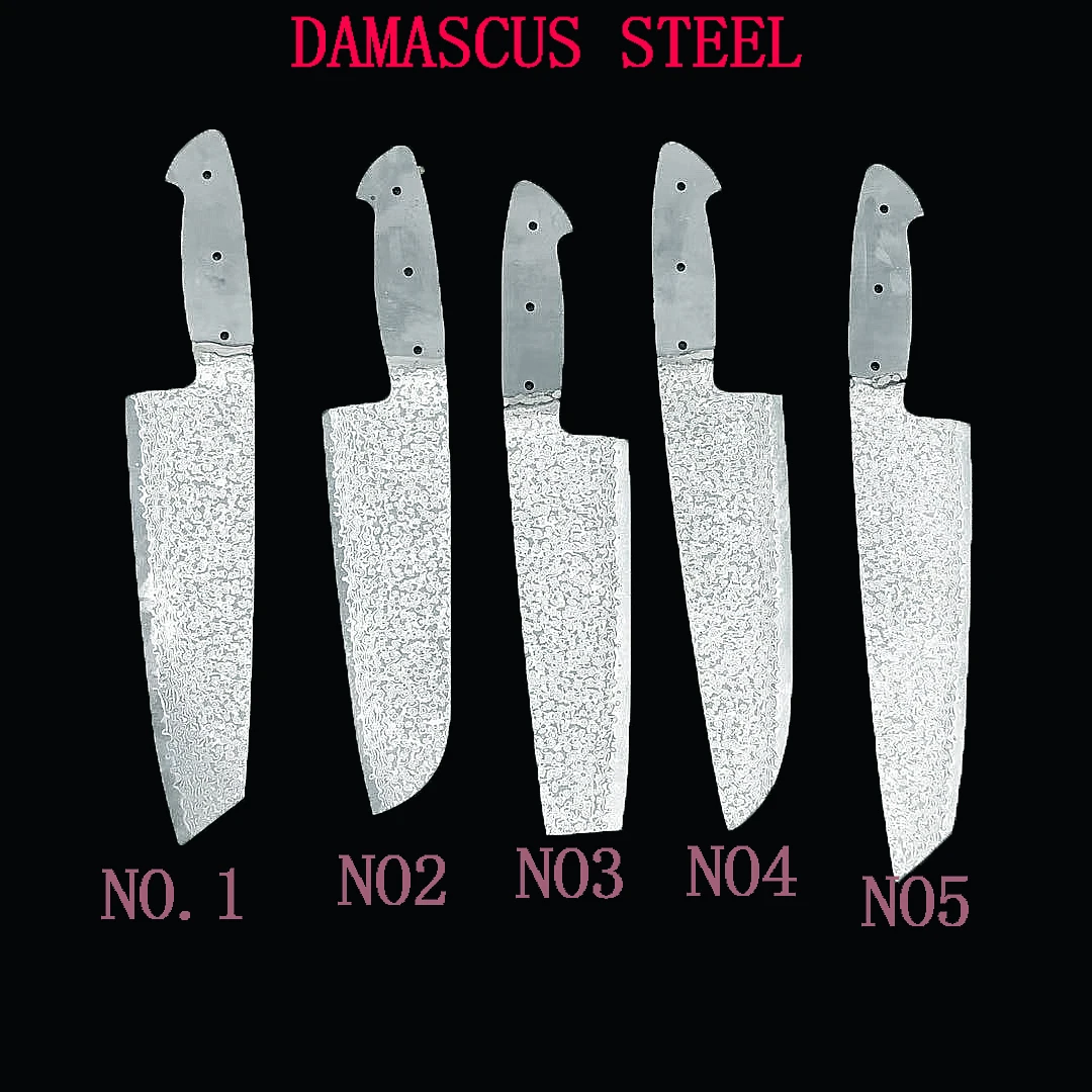 yeelong Hand Forged Damascus Steel Kitchen Chef and Paring Blank Blades Set  for Knife Making Supplies
