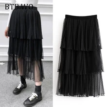 BTB. WO сетчатая юбка-кекс, новинка, Женская плиссированная юбка, эластичная юбка на талии, многослойная фатиновая юбка для женщин, милые юбки для девушек, женские s