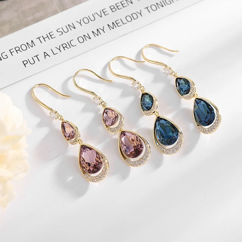 High Quality Dangle Earrings for Women Exquisite Teardrop Engagement Wedding Pendant Earings Fashion Jewelry 2022 brinco