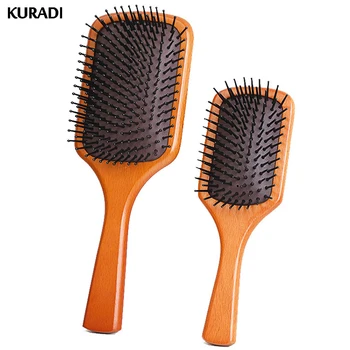 

Air Comb Brush Wood Square Hair Air Comb Spa Massage Antistatic Wooden Professional Hair Styling Comb Curls Wavy Hair Care New