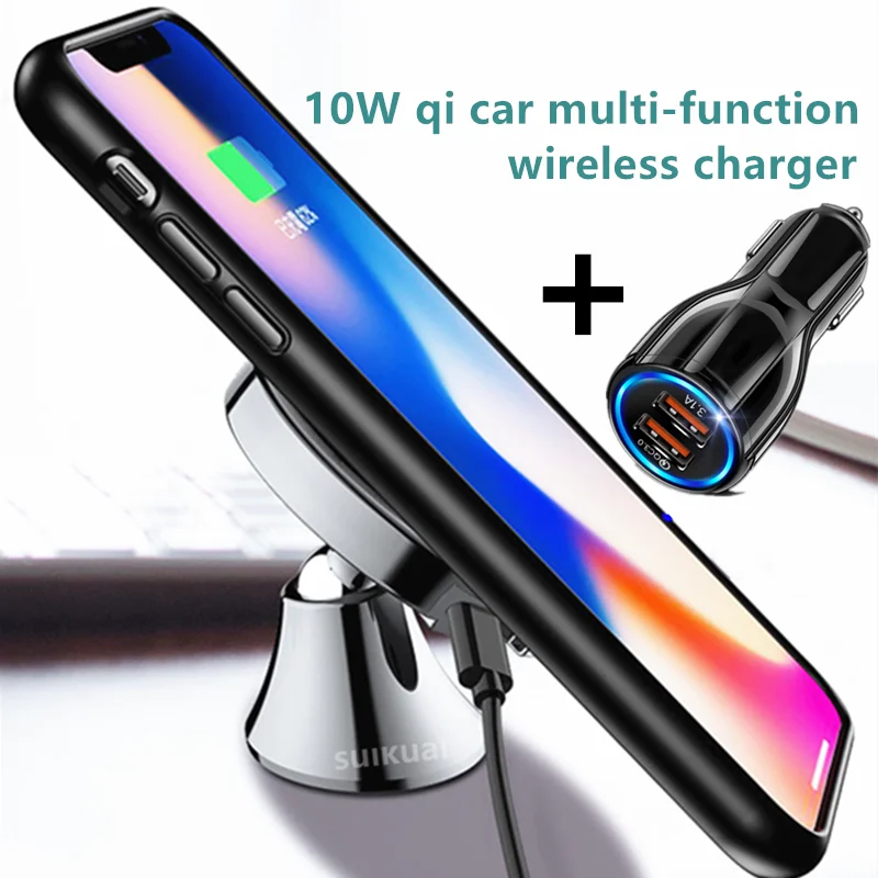 10 Вт Qi Беспроводное зарядное устройство для iPhone X/XS Max XR 8 Plus многофункциональное