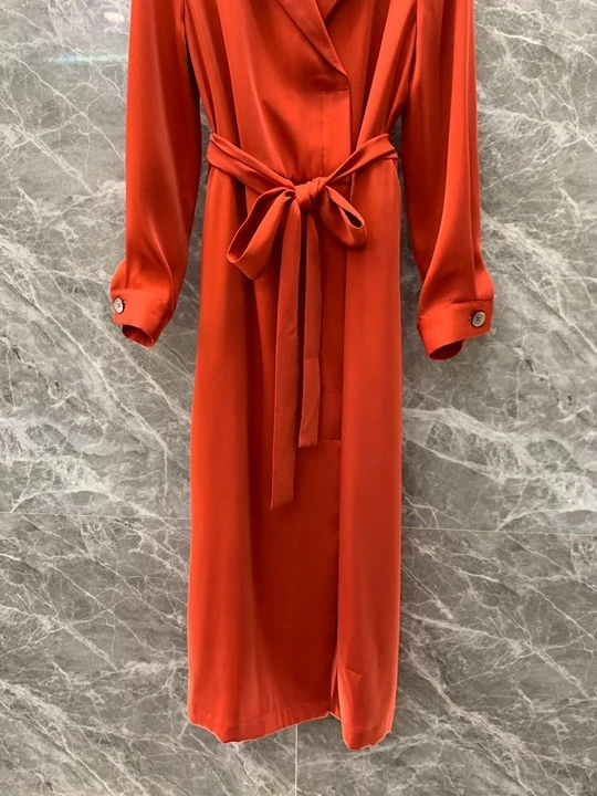 autumn early In of, new women's Lapel waist tie tie, waist wear long sleeve dress 905
