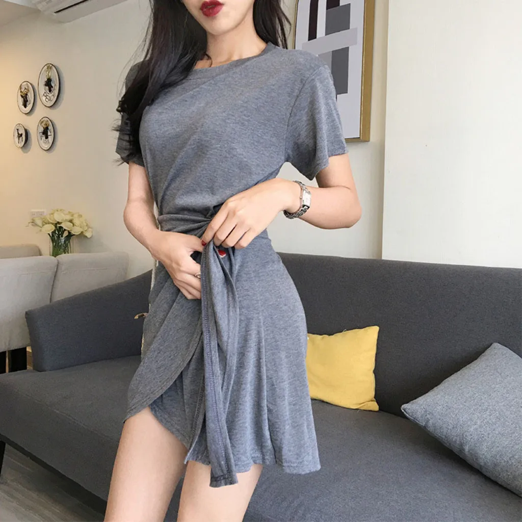 Jaycosin Romance Elegant Mini Dresses Women 2020 Summer O Neck Solid Ladies Street Beach Leisure Vacation Short Dresses Mujer227
