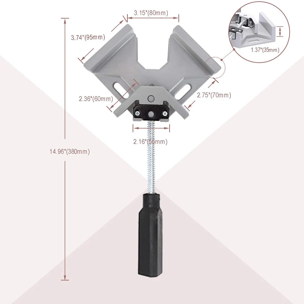 Pince D'angle 90° En Alliage D'aluminium - Pour Menuiserie, Cadres Photos, Aquariums - Serrage Jusqu'à 75 Mm - 7