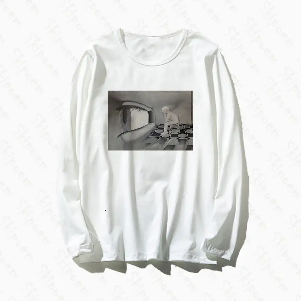 抽象超現実的な目魂tシャツ女性美的原宿フォローかわいい綿プラスサイズ長袖tシャツシャツファム Tシャツ Aliexpress