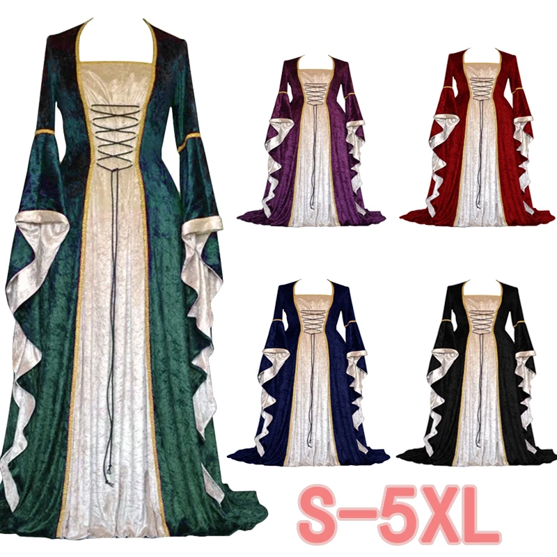 Aflojar Sumergido Llamarada Nuevo vestido Medieval de Halloween para mujer, traje de princesa con manga  de campana antigua, túnica larga Noble de palacio para Cosplay|Vestidos| -  AliExpress