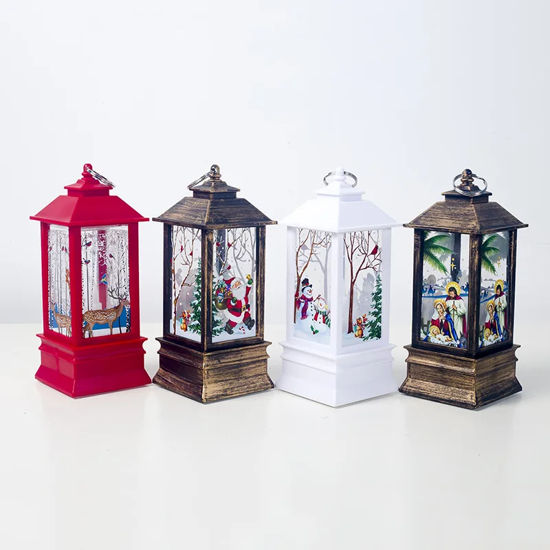 

Hand-held Designportable Christmas Hurricane Lamp Pendant New Year House Garden Decorations Hangings Light Drop Ornaments