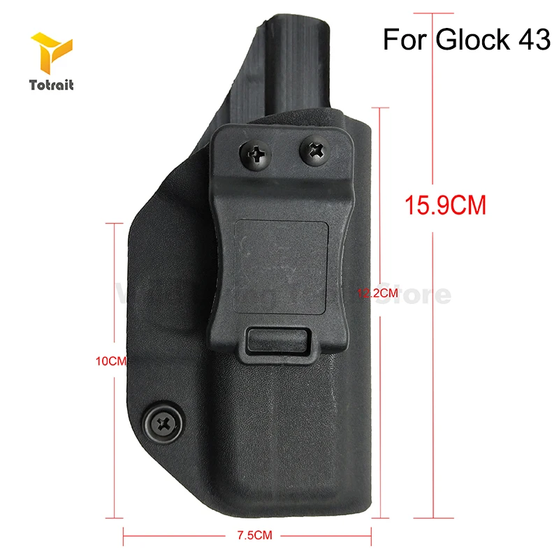 

Tactical KYDEX Style Gun Holster Glock 43 Glock43X Gun Holster Inside Concealed Carry Pistol Case Accessories