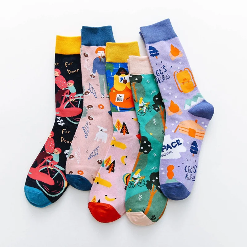 Colorful Creative Socks Women Socks Trend Crew Socks Non-slip Breathable Deodorant Comfortable
