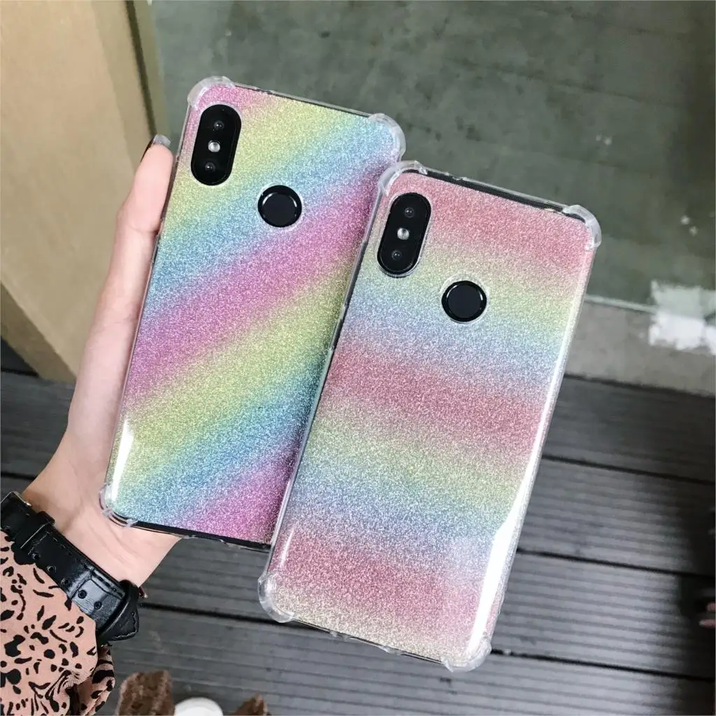 Защитный цветной чехол с градиентом Aurora Laser для XiaoMi 9 SE 8 A2 Lite A1 мягкий из ТПУ RedMi Note 7