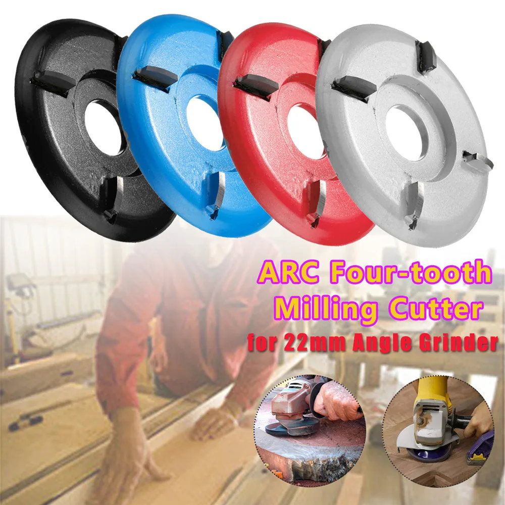 Koop Vier tand Arc Platte Vliegtuig 90mm Houtsnijwerk Disc Tool Frees Voor 22mm Diafragma Hoek grinder Attachment Thee Lade Blade