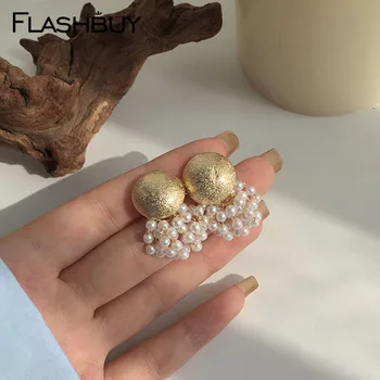 

Flashbuy Simple Metal Pearl Drop Earrings For Women Vintage Tassel Statement Earrings Wedding Jewelry Pendientes