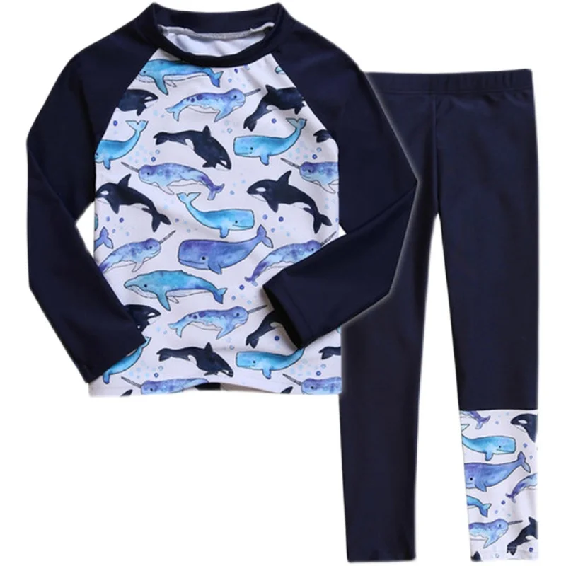 Shark Boy's 3-piece suit long sleeve anti rash UPF50 + anti ultraviolet swimsuit children's swimsuit with cap and swims children swimwear