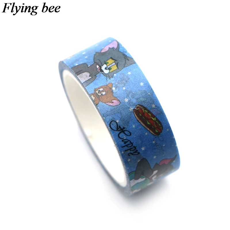 Flyingbee 4 шт./компл. с рисованным аниме, Творческая лента Cat клейкая лента с изображением милого монстра Бумага лента Washi забавные ленты лента Набор DIY подарки X0638