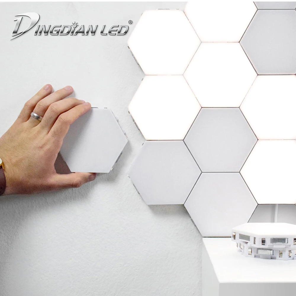 DINGDIAN светодиодный DIY Квантовая лампа цветная шестиугольная лампа сенсорный ночник Магнитный шестиугольник настенный светильник улей лампа