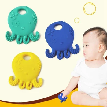 

1Pcs Soft Silicone Cartoon Octopus Shaped Toddler Molar Teeth Pain Relief Kids Teether Educational Toy Baby Shower Gift