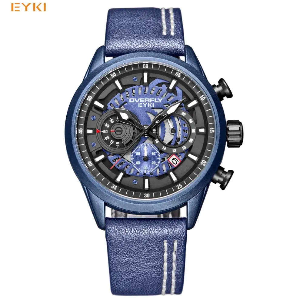 

EYKI Quartz Watch Auto Date Wristwatch Sport Watches Man Blue Color Fashion Army Waterproof Clock Male 2019 New erkek kol saati