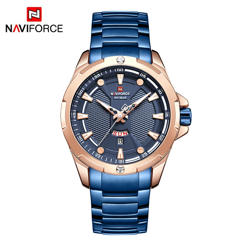NAVIFORCE часы Топ люксовый бренд для мужчин Мода нержавеющая сталь Аналоговые кварцевые часы для мужчин s военные спортивные водонепроницаемые наручные часы - Цвет: RGBE