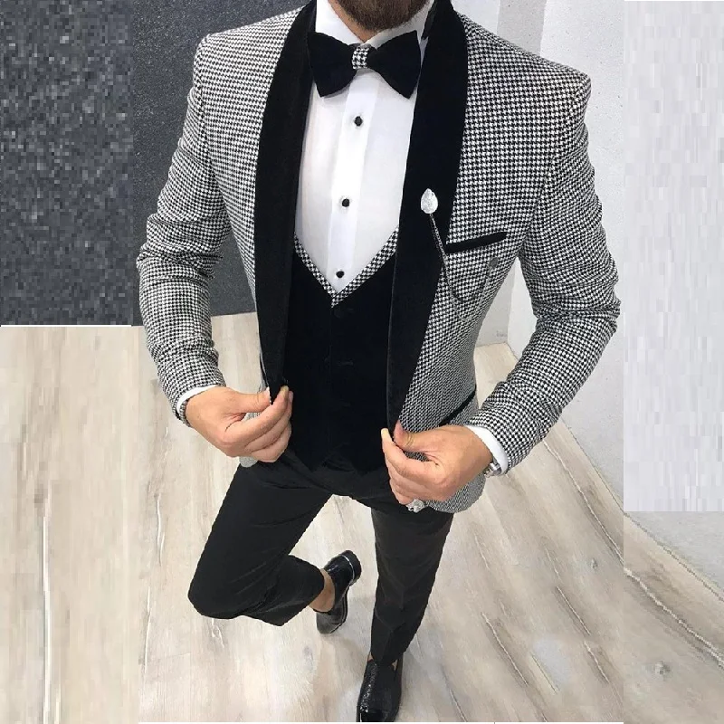 86Newest Groomsmen Shawl Black Lapel Groom Tuxedos One Button Men Suits WeddingPromDinner Best Man Blazer ( Jacket+Pants+Tie+Vest )