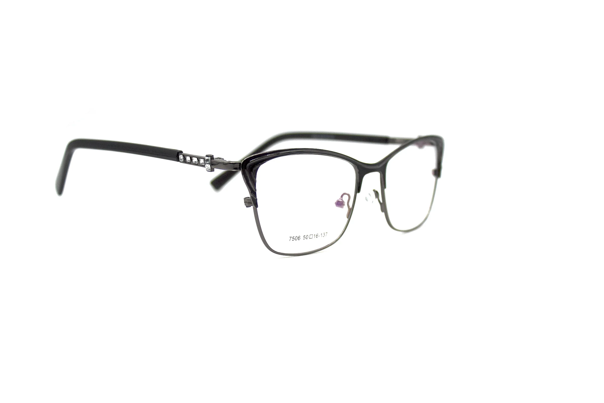 Gun Gray LuckTime Fashion Alloy Women Glasses Frame Classic Retro Myopia Glasses Frame Women Lucky Time Optical Eyeglass frames#7506 - Frame Color: Gun Gray