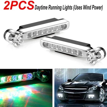

2 Pcs 8 LED Waterproof Wind Energy Powered Car Exterior Daytime Light Fog Lamp Running Light For Motorcycle Truck Car