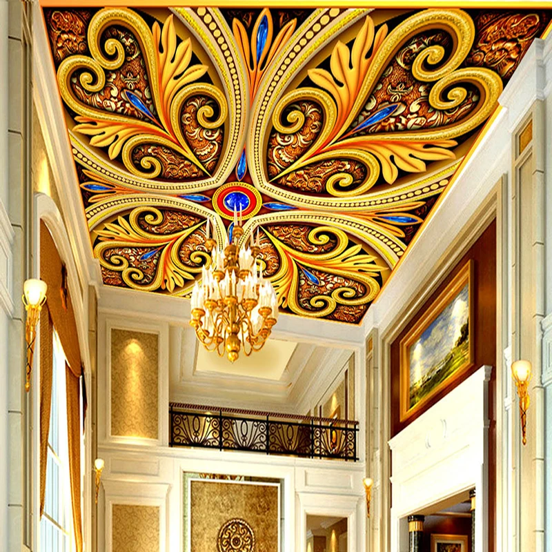 

Drop Shipping Custom Photo Wallpaper Home Decor Large Classical Pattern Luxury 3D Living Room Ceiling Fresco Murals Wallpaper