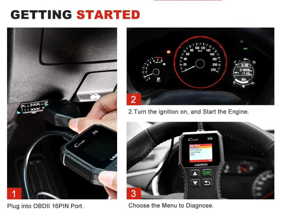 Launch Creader 319 OBD2 сканер Код ошибки автомобиля считыватель автомобильный полный OBDII сканер Авто диагностический инструмент PK Creader 3001