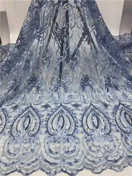 

2019 Sequins Design African Net Lace Fabric High Quality Nigerian Mesh Lace Fabric Sequins French Lace Fabric Bride Sewing