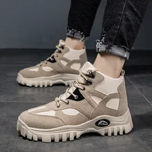 Мужские ботинки в британском стиле; сезон осень-зима; Новинка года; модная мужская обувь; корейские ботинки с высоким берцем; полуботинки в стиле ретро; Ботинки martin; кроссовки