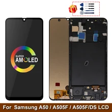 Super amoled para samsung galaxy a50 SM-A505FN/ds a505f/ds a505 display lcd digitador da tela de toque com quadro para samsung a50 lcd