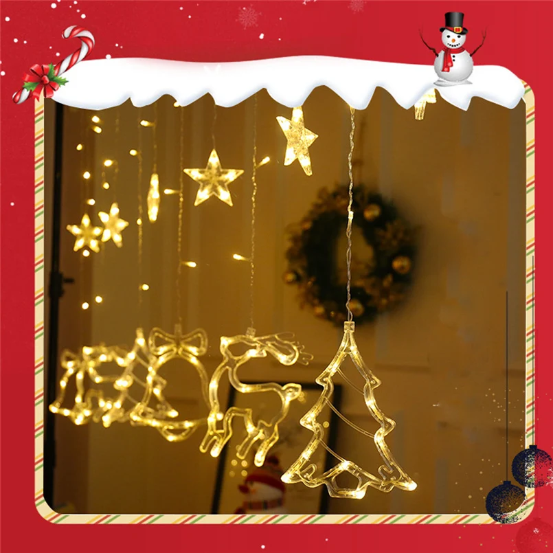 Led curtain lights Christmas room decoration holiday lanterns hanging lights set Mori stars Christmas tree 30N13 (1)