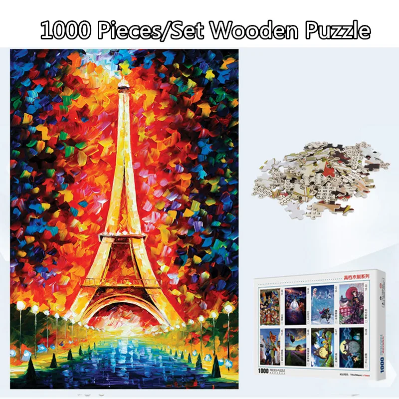 

1000 Piece Wooden Jigsaw Puzzle Toy for Adult Children Eiffel Tower Scenery
